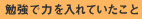 勉強で力を入れていたこと